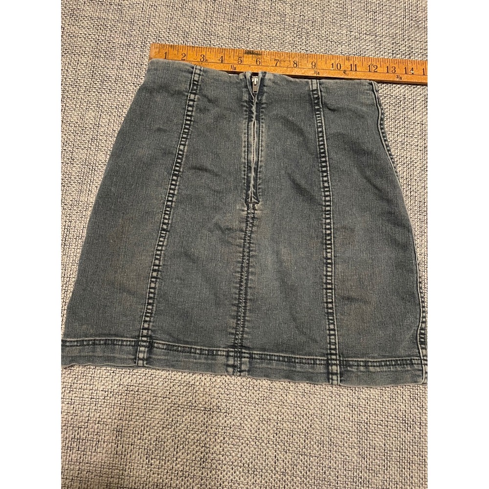 Free People Modern Femme Denim Mini Skirt Gray High Waisted Seamed Size 0 - Picture 3 of 3
